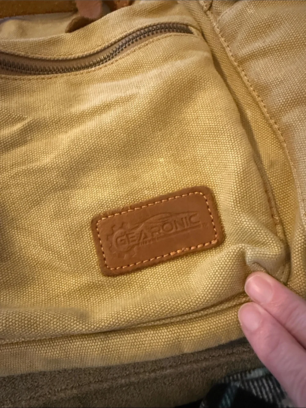 Gearonic tan brown Canvas Leather Backpack Bag  (TD)